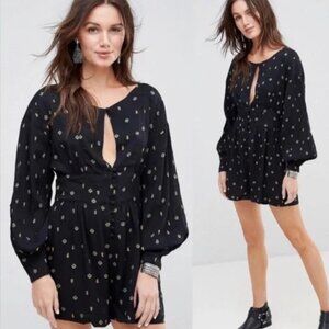 Free People Love Grows Keyhole Romper Black Size Medium